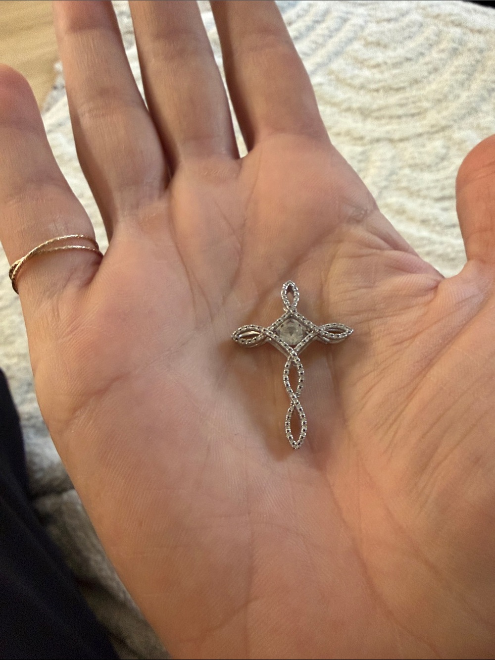 14k Gold and Diamond Cross Pendant